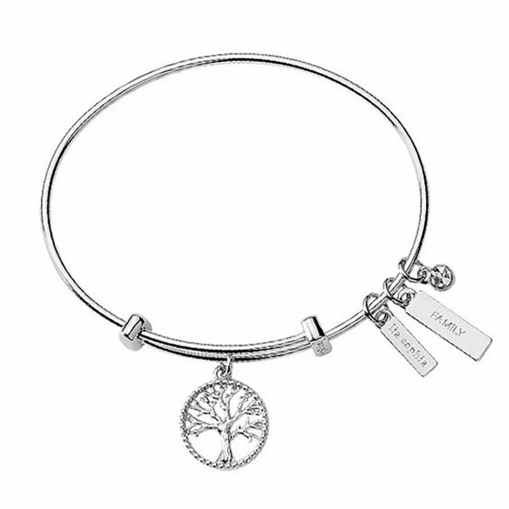 LS-38 Lia Sophia Jewelry Family Friendship Circle Bangle Bracelet in Silver RV48